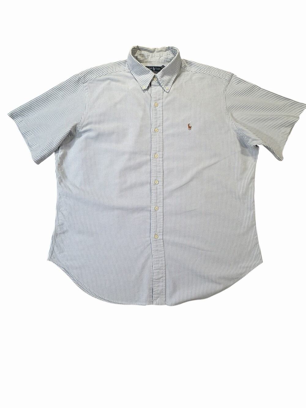 Ralph Lauren Classic Fit Shirt Men's XL Blue White Stripe Button Down Cotton